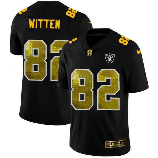 Las Vegas Raiders 82 Jason Witten Men Black Nike Golden Sequin Vapor Limited NFL Jersey